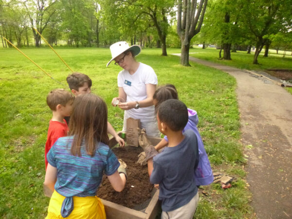 Lori talking with kids