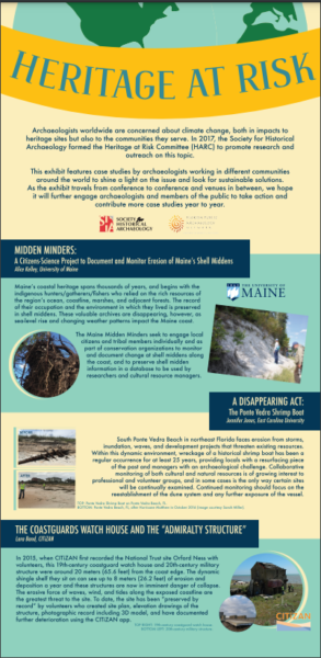 Panel from Heritage at Risk Committee pop-up exhibit on sites at risk of climate impact